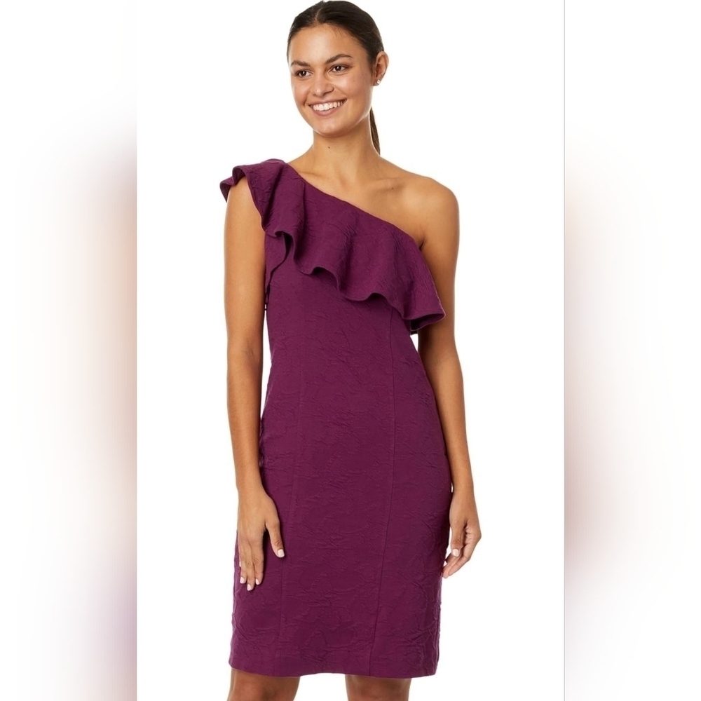 Lilly Pulitzer Bordeaux One Shoulder Side Zip Mini Dress Size 2